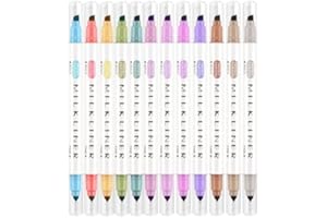 EooUooIP Surligneur Pastel,Surligneurs Esthétiques,12 Couleurs Surligneur de Couleur à Double Pointe,Pointes Larges et Fines Fluo pour Journal Bible Planner Notes School Office Supplies