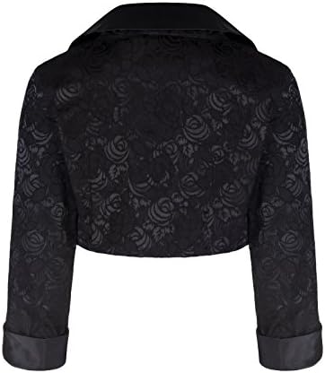 Ladies Vintage and Fashion Black Damask 3/4 Sleeve Crop Shrug Bolero Evening Jacket