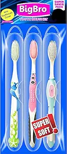 BigBro Toothbrush Soft Bristle with Case Cover (Super Saver Pack of 3)