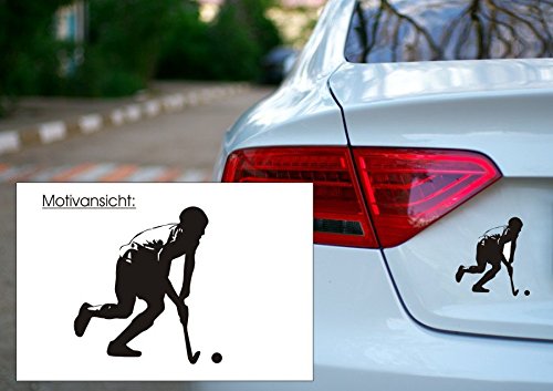 Hockey - Hockeyspieler - KFZ-Aufkleber - Autoaufkleber - Größe ca. 220 mm x 200 mm (M071 Grau)