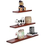 Forzza Diva Wall Shelf, Set of 3 (Matte Finish, Mahogany)