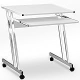 Computer Desk Z-Shaped with Sliding Keyboard Small Office PC Table Movable White  Study Workstation ()