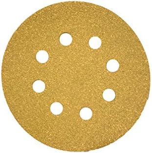 Karebac K3-585-080 GoldStearated Aluminum Oxide80 Grit Dustless Hook & Loop Sanding Discs with 5"x8 Hole (50 Pack), Gold