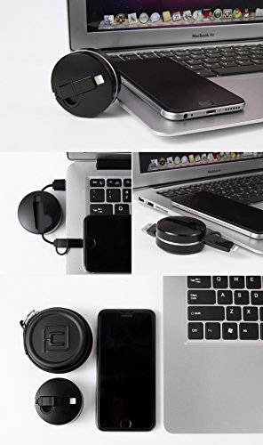 2 in 1 Lightning und Micro USB Einziehbares Kabel, cafele 1 m/Auslöser praktisch, aufrollbares Lightning und Micro USB Laden & Sync Daten Travel Kabel Adapter für iOS (8/9/10) & Android Phones Tablets - 8