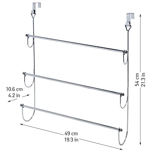 ArtMoon Above über Tür 3-Tier Handtuchhalter mit 2 Haken Stahl verchromt 45X10.5X69H cm - 2