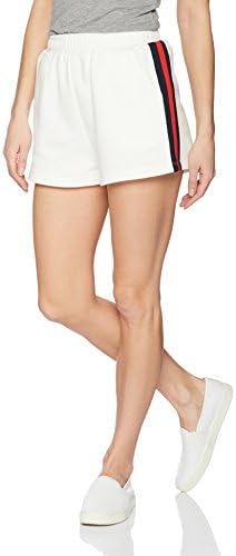EVIDNT Women's Striped Athletic Casual Shorts, Off White, Medium