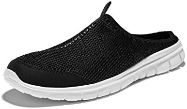 Newluhu Men's Breathable Mesh Anti-Slip Outdoor Backless Shoes Leisure Walking Closed Toe Casual Slippers (6UK/40EU, BLACK)