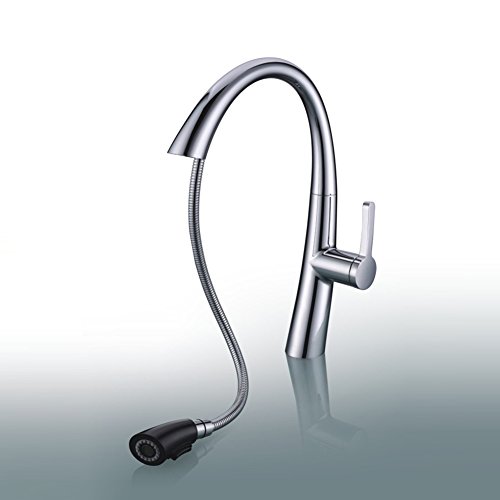GICASA Messing Einstab unten Sprüher Küchenarmatur , ausziehbare Küchenmixer rotierenden Düsen schwarze Armaturen - 7