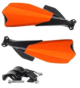 Speed-X Carbon Fibre Unbreakable Handguard | Handle Guard with Glossy Finish for KTM 250 Duke, (Orange) with Fitting Clamps