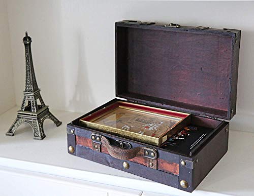 SLPR Crawford Holzkoffer mit Riemen (2er-Set, weinrot) | Altmodische