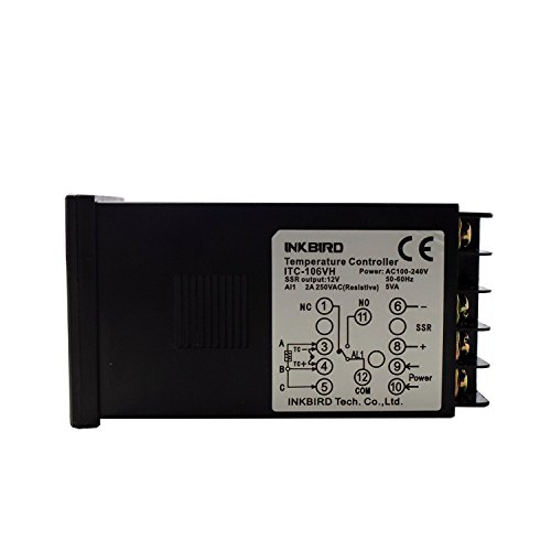 Inkbird 100-240V ITC-106VH Digital PID Temperaturregler Thermostat für Bierbrauen, PT100 Temperatursensor, K Thermoelement Sensor, 25DA SSR Halbleiterrelais, 40A SSR (ITC-106VH+K Sensor+40A SSR) - 4