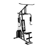 Klarfit Strongbase Multiestación de musculación (entrenamiento profesional, múltiples ejercicios para brazos, espalda, hombros y pecho, estable, poleas, pesos ajustables) - negro