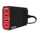 Tukzer Quick Charge 6A 30W 4-Ports USB Desktop Charging Station Home/ Wall Charger (Red Black) RS.1149.00