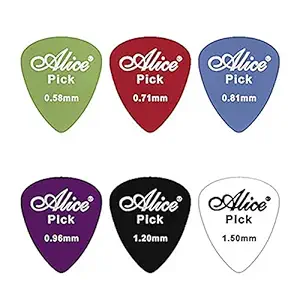Global musical work Plectrums Pick of Various Thickness, 6 Pieces, Assorted Colors