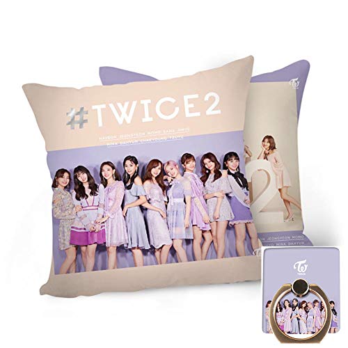 GOTH Perhk KPOP BTS BLACKPINK TWICE EXO GOT7 EXO TXT ITZY Stray Kids Red Velvet Kissenbezug 40x40CM Doppelseitiger Dekokissenbezug + 1 GRATIS Handy Fingerringhalter(TWICE)
