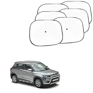 Sykit Car Window Shade, Auto Sunshade for Blocking UV Ray and Protecting Sunshade for Maruti Suzuki Vitara Brezza (Set of 6), White