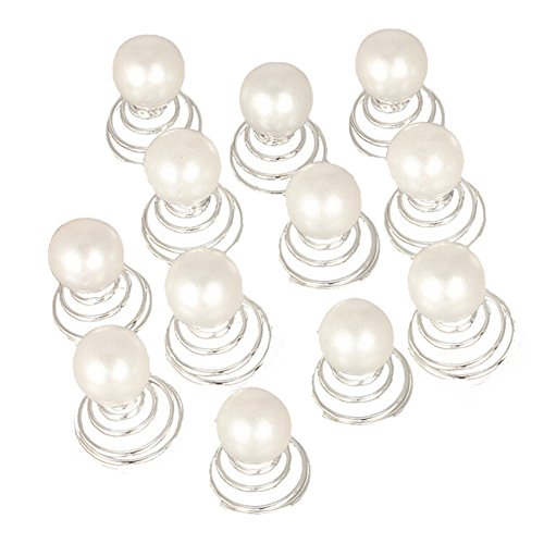 Bluelans® 12 X Spiral Twist Pearl Bridal Wedding Clip Hair Pins