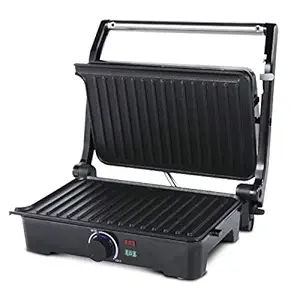 AGARO Galaxy 1000-Watt Sandwich Maker with Non-Stick Grill Plates, 180? Flat Openble Plates and Temperature Adjustment Knob, Sandwiches Griller - Steel