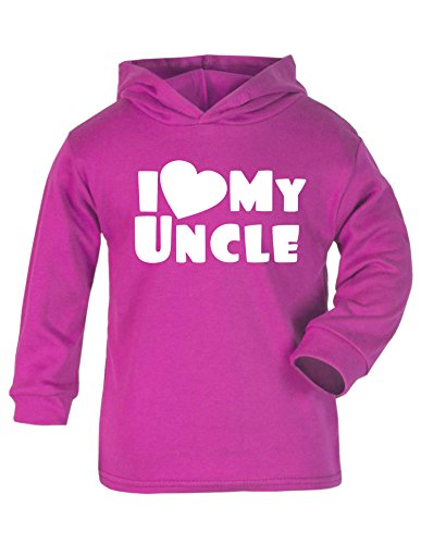 I Love My Uncle (Foo Design) Baby/kids Hoodie Cerise & White 6 - 12 Months