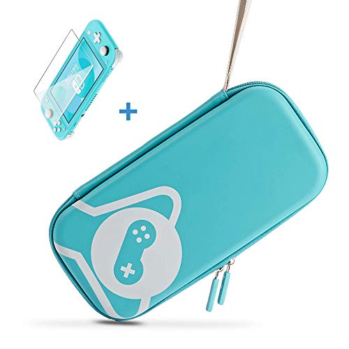 Funlab Ultra Delgado Funda y Protector Pantalla para Nintendo Switch Lite, Estuche rígido portátil Funda de Transporte de Viaje Almacenamiento con 8 cartuchos de juego - Turquesa Azul