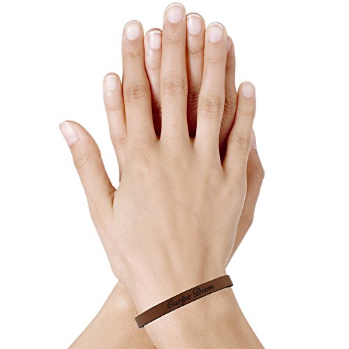 LES POULETTES Men's Black Leather Bracelet - Double Loop Stitched With Stainless Steel Clasp