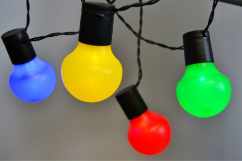LED Party-Lichterkette 12,5 m mit 50 Kugel-Laternen bunt für innen und außen