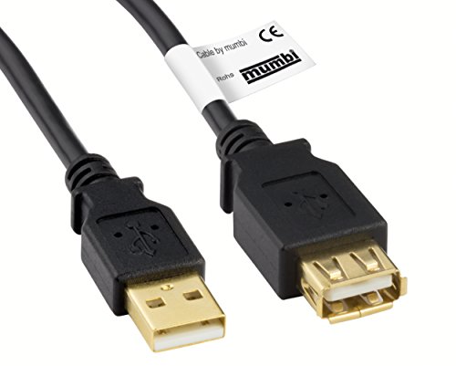mumbi USB Verlängerung - USB 2.0 Verlängerungskabel A/A 2 Meter / USB A Stecker an USB A Kupplung