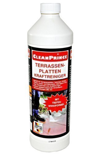 Preisvergleich Produktbild CleanPrince Terrassenplatten Kraftreiniger 1000ml Außenbereich Steine Ausblühungen Zementreste Plattenreiniger reinigen Reiniger speziell für Terrassenplatten, Gehwege, Klinker, Fliesen, Kunst- und Naturstein 1 Liter bzw. 1000ml Außenreiniger Steinreiniger Outdoor Reiniger Außenbereich Steinböden Terrassen ideal auch für Hochdruckreiniger Terrakotta Fassaden Steinkübel Steinbänke Pflanzkübel öffentliche Wege Schulhof Reiniger Reinigungsmittel