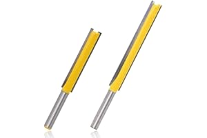 Treki 2 Piezas Fresas Rectas de Ranurar de 8mm vástago Brocas Rectas de Flauta Doble Extra Largo Fresado Recto para Madera de Carburo Herramienta de Carpintería 50MM+76MM