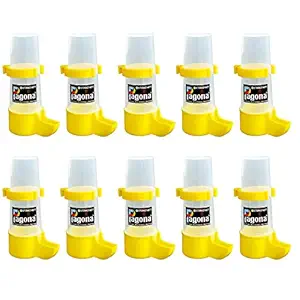 NR Online Shop Gives Small Yellow Color Birds Food Feeder Water Bottles Connection Like Love Birds, Finches, Cockatiel and ext. (Pack of 2)