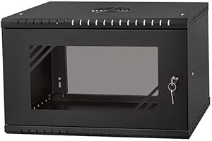 Stalflex Server Rack Data Cabinet 19 inch 6U 450mm - Heavy Duty Steel - Network Equipment Rack & Cabinet - Server Cabinet compatible with Rack Shelf and Rack Rails - Hard Glass Door