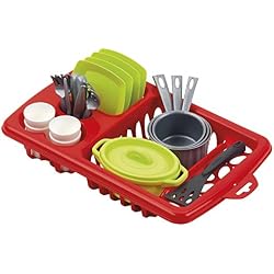 Jouets Ecoiffier - 956 - Égouttoir à vaisselle pour enfants + vaisselle et couverts - 22 pièces - Dès 18 mois - Fabriqué en France