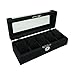 Produktbild 4Queens Holz Uhrenbox Leder Uhrenbox Uhrenkasten Uhrenschatulle Uhrenkoffer Uhren Aufbewahrung Watch Box mit abschließbarem sichtbarem Fenster für 5 Uhren (Schwarz)