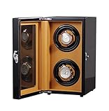 YRHG Doppelter automatischer Uhrenbeweger für 2 Uhren, automatische Uhrenkiste aus Holz mit vertikalem Turm und 5 Rotationsmodi