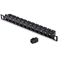12 Port 0.5U Rack Cat6 Patch Panel, Pro Rj45 Network cable Port Straight Plug Cable Management Frame, High-Speed, Stable Transmission For T1 Rackmount, 10" Server Rack, Network Cabinet Etc