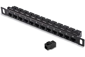 CMYKZONE 12 Port 0.5U Rack Cat6 Patchpanel, Pro Rj45 110 Netzwerkkabel Port Gerader Stecker KabelfüHrungsrahmen, Hochgeschwindigkeits Stabile ÜBertragung, FüR Zuhause, BüRo, Industrielle Nutzung Industrial Usw