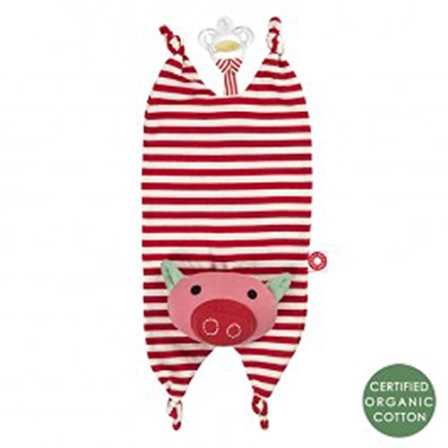 Preisvergleich Produktbild Kuscheltuch SCHWEINCHEN BIBA rot-weiß gestreift 100% Baumwolle