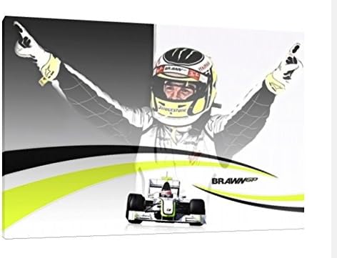 Jenson Button 30x20 Inch Canvas - Brawn F1 Framed Picture Print Formula One