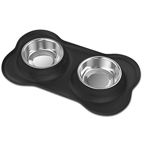 Pawaboo Cuencos para Perro & Gato - Premium Acero Inoxidable Alimentador de Mascota con Base de Goma / 5.51