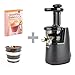 Produktbild VASNER Juica Black Slow Juicer mit Blank-Filter, BPA-frei, Entsafter elektrisch Saftpresse Saftmaschine, Minikochbuch Smoothies Shakes Rezepte, 150W, 60 U/min, schwarz
