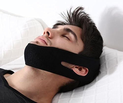 GUOYI Adjustable Anti-Snore Chin Strap Natural Snore Stopper Instant Snore Relief Simple and Effective Snore Remedy Jaw Belt(Black)