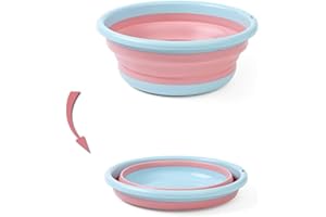 HULKAY Plegable para Platos Lavabo Portátil, Tina de plástico de Ahorro de Epacio de Color Rosa y Azul-M