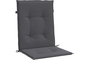 vidaXL Cojines de Silla de Jardín 2 uds, Cojines con Respaldo Bajo, Cojines de Asiento Exterior, Almohadas para Patio, Tela Oxford Gris Antracita