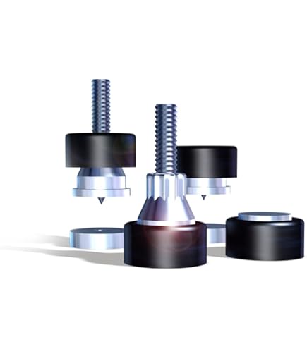 Precisiongeek Lautsprecherspikes M6 aus Aluminium 20 mm mit konischen Lautsprecherpads, Entkopplungs-Spikes für HiFi & Boxen, Set mit 4 Spikes und 4 Pads