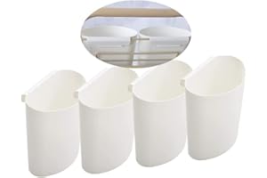 RIKYO 4 soportes para colgar tazas, accesorios para carro rodante, recipientes para plantas, macetas colgantes, cubo de almacenamiento, soporte para lápices,oficina, organizador de pared de cocina (blanco)