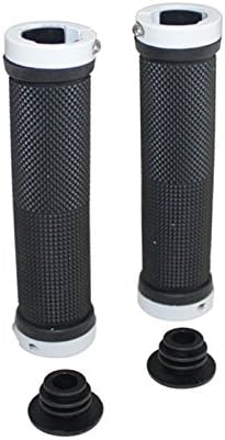 Double Lock On Locking Handlebar Grips for Cycle Bicycle MTB Mountain Bike BMX Folding Bike (White)