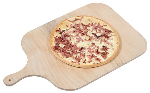 Kesper 64205 Flammkuchenbrett, helles Holz, Maße: 38 x 32 x 0.8 cm, Länge mit Griff: 52 cm