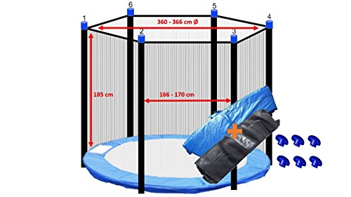 Trampolin Randabdeckung + Sicherheitsnetz 6 Stangen 366 cm Ø