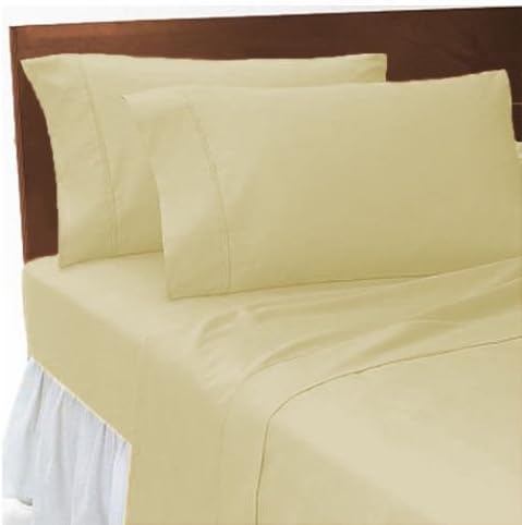 Plain Polycotton Fitted Bed Sheets (Cream, King)