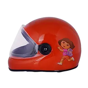 Sage Square Adjustable Cartoon Design Full Face Helmet for Kids Baby Safety and Comfort (3-12 Years) (Dora, Orange Glossy)
